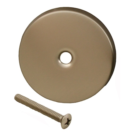 Jones Stephens Brushed Nickel One-Hole Overflow Plate with Screw T0812BN